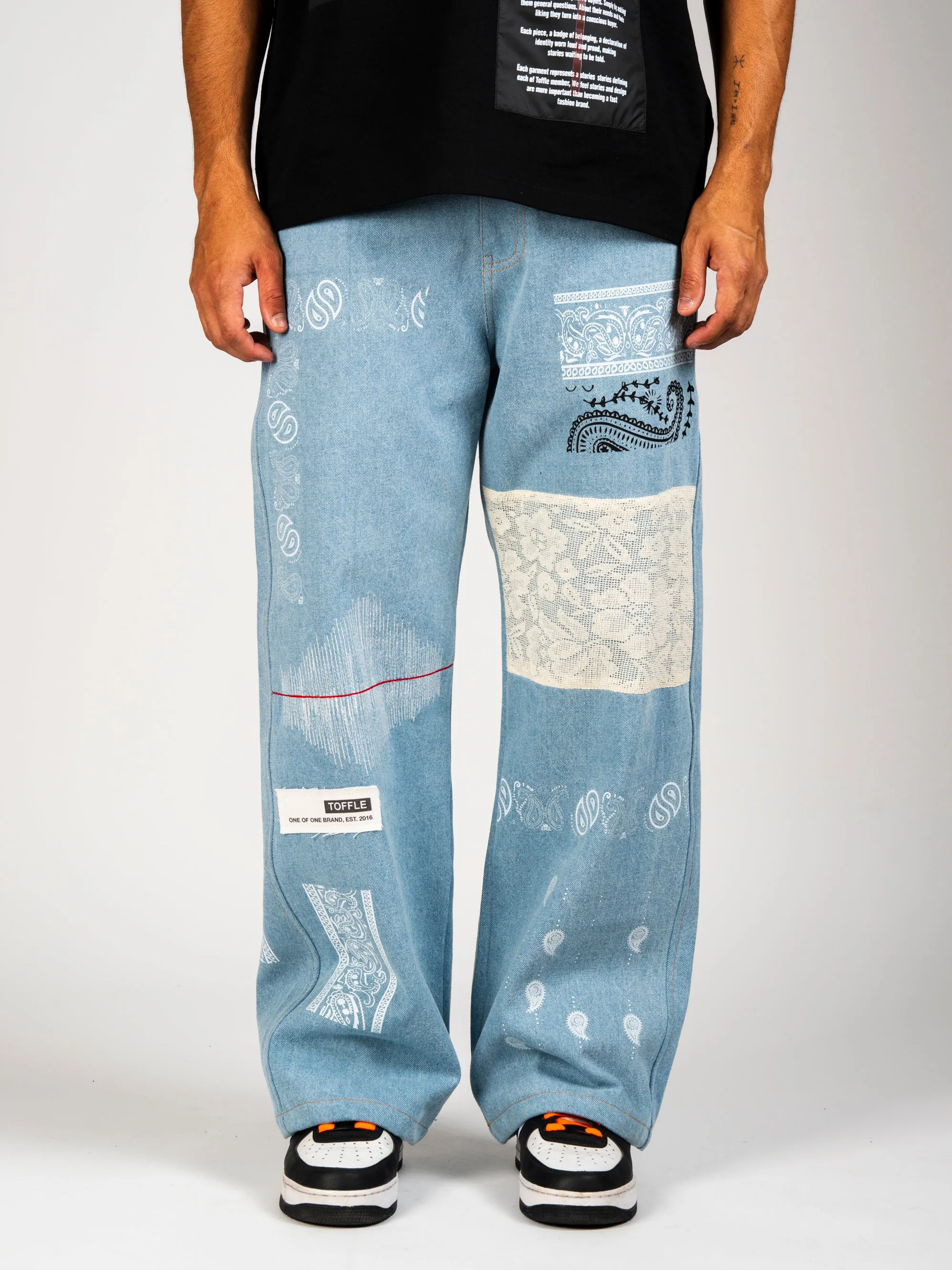 Light Blue Paisley Patch Denim