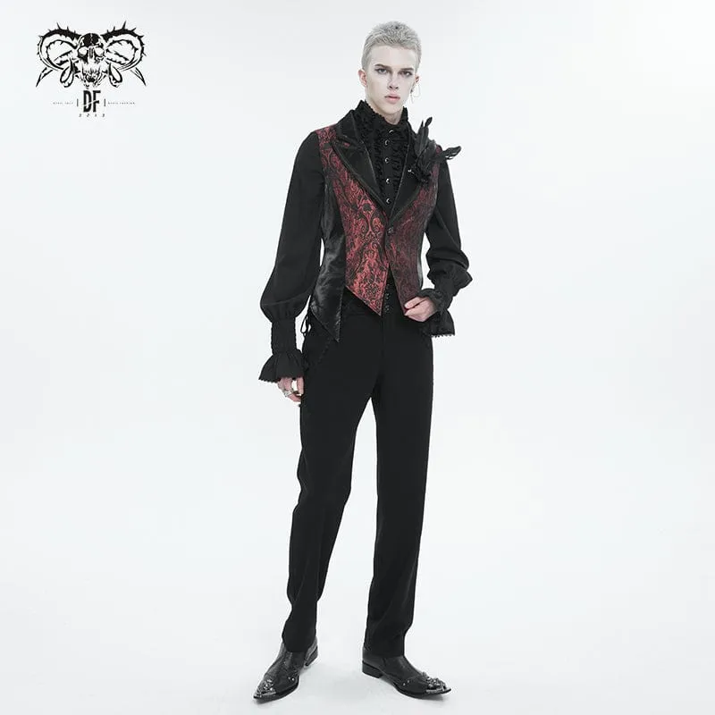 Men's Gothic Feather Swallow-tailed Waistcoat Red