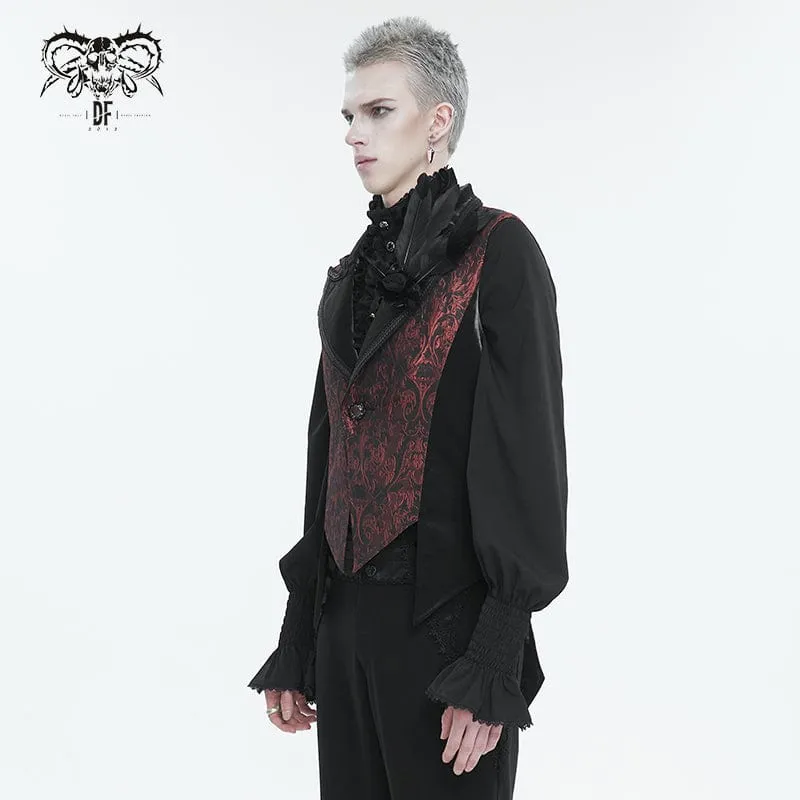 Men's Gothic Feather Swallow-tailed Waistcoat Red