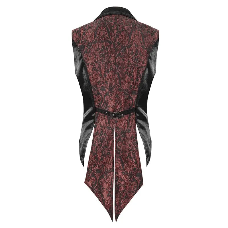 Men's Gothic Feather Swallow-tailed Waistcoat Red