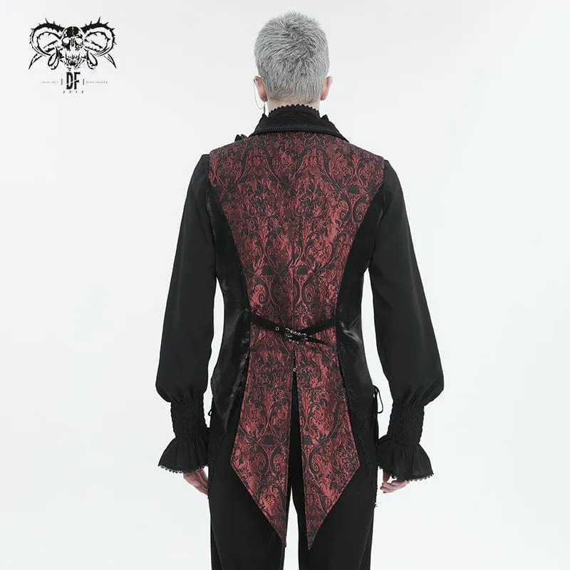 Men's Gothic Feather Swallow-tailed Waistcoat Red