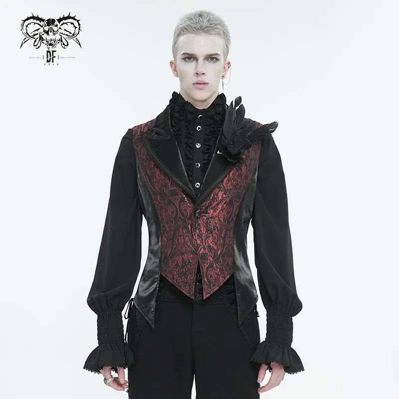 Men's Gothic Feather Swallow-tailed Waistcoat Red