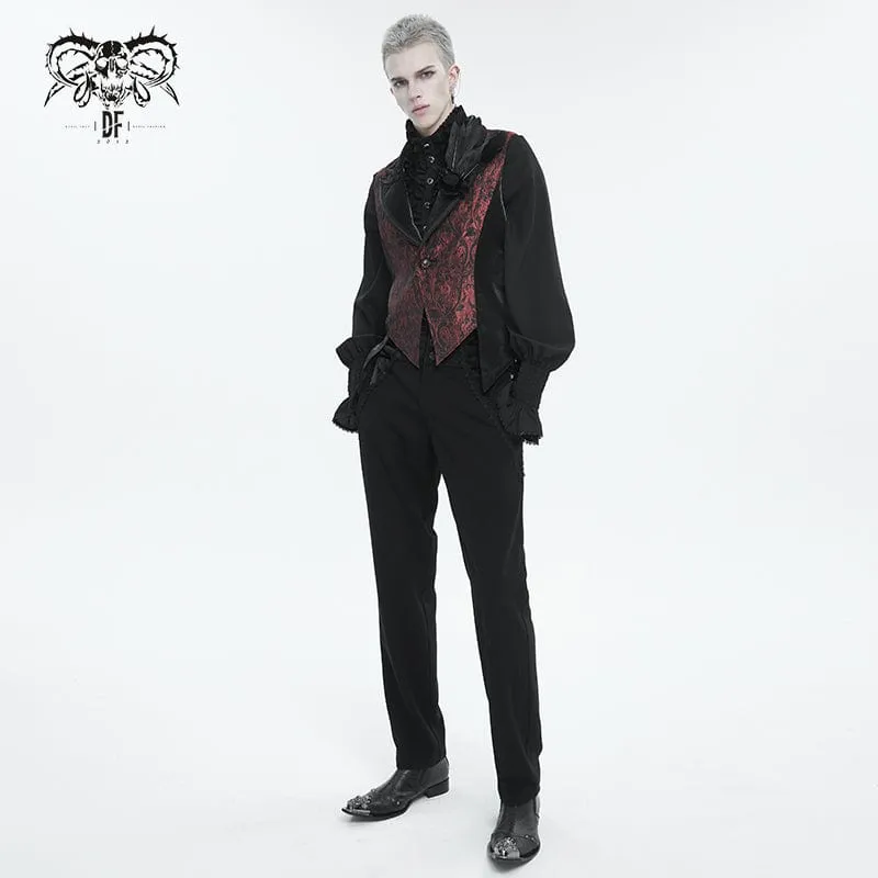 Men's Gothic Feather Swallow-tailed Waistcoat Red