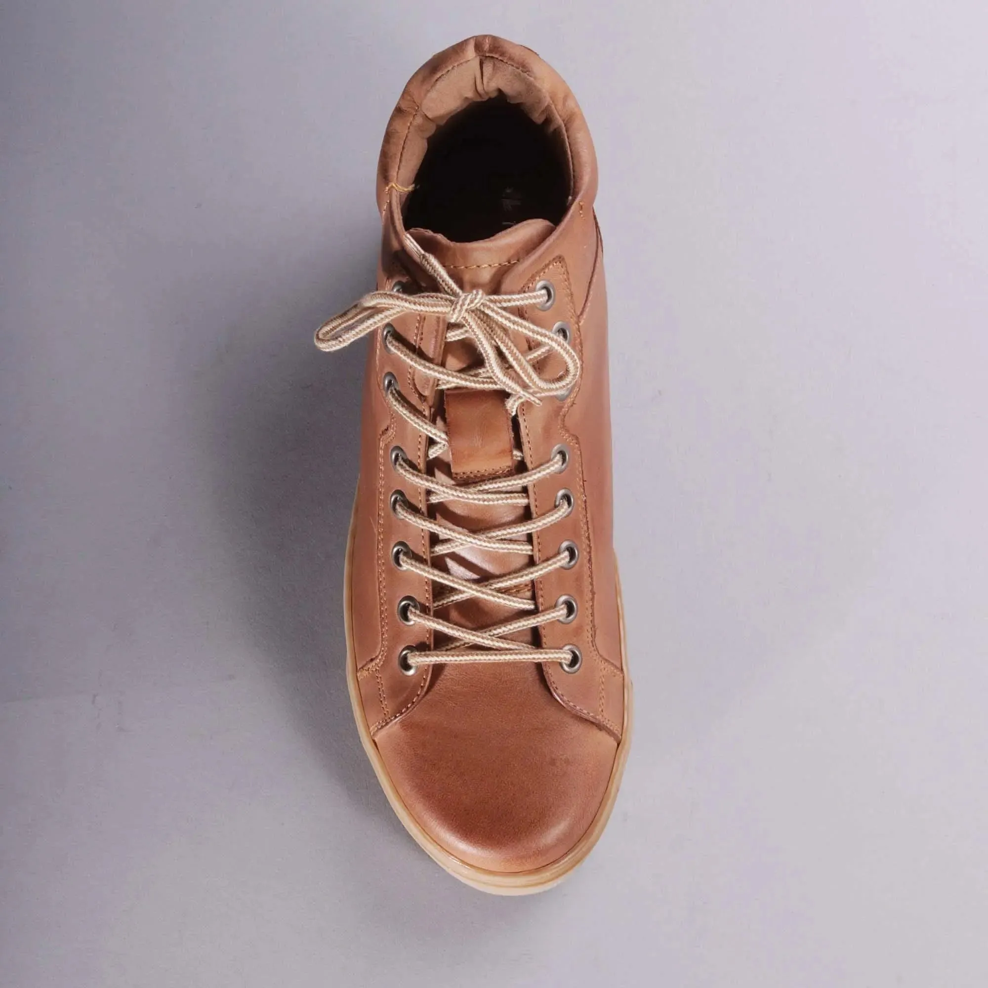 Men's High top Sneaker with Removable Footbed in  Whisky - 11850