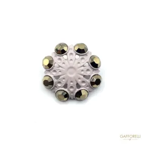 Metal Buttons Enameled Design with Rhinestones - Art. 5366