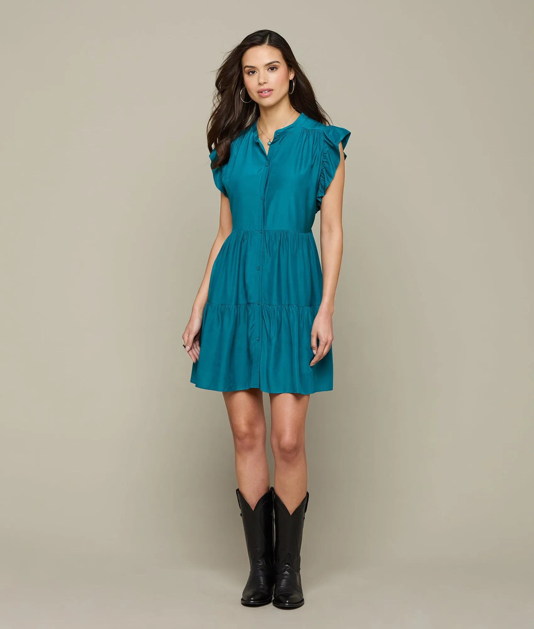 Neelie Button Dress :: Teal