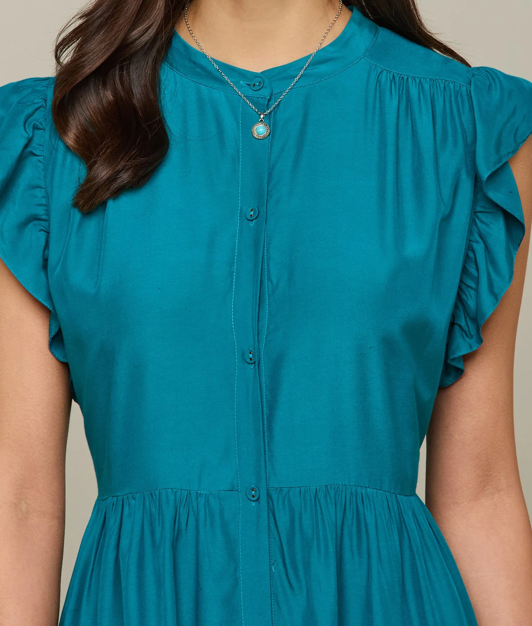 Neelie Button Dress :: Teal