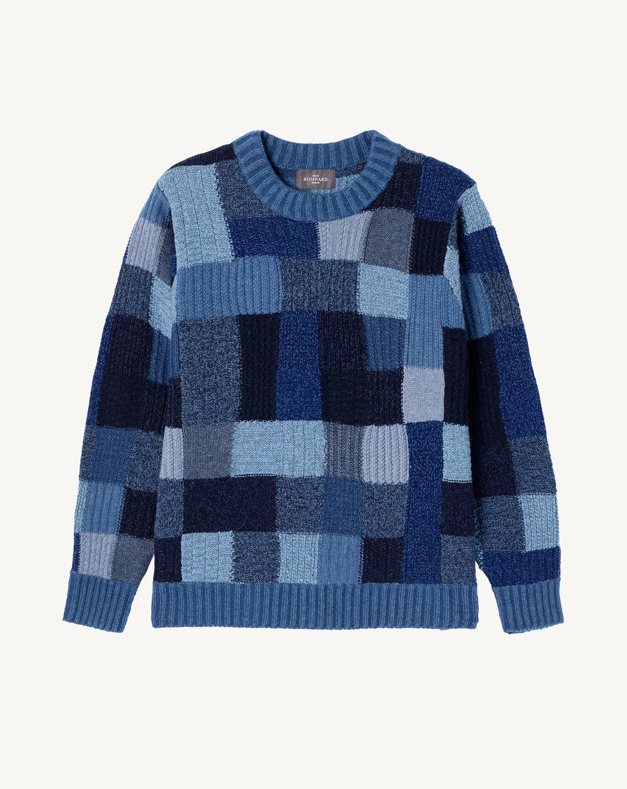 Pull col rond patchwork