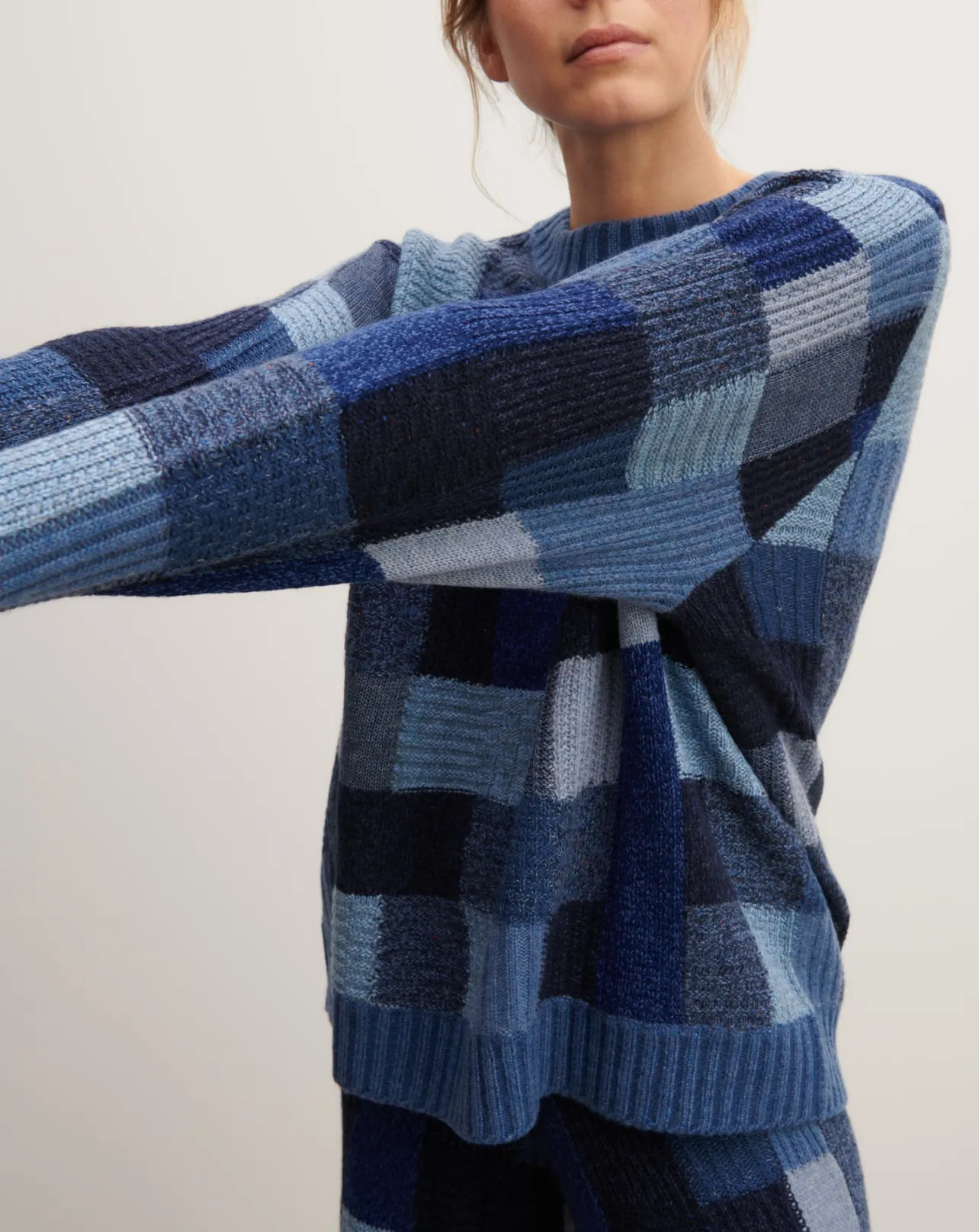 Pull col rond patchwork