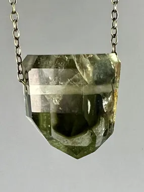 Quartz Crystal with Amphibole and Chlorite Inclusions Necklace