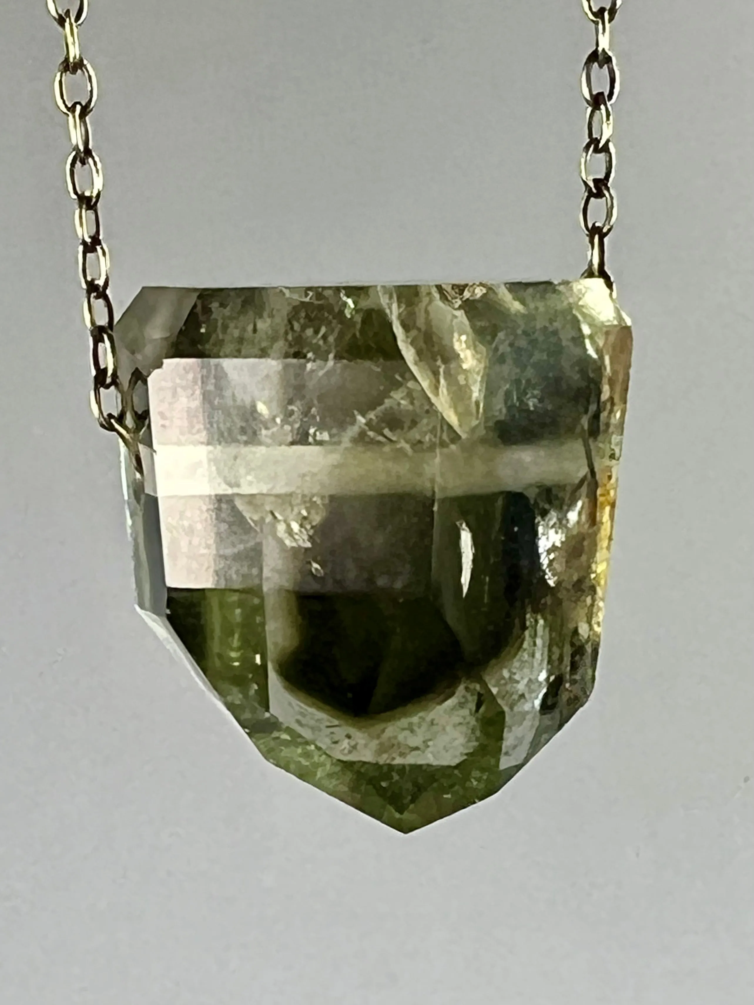 Quartz Crystal with Amphibole and Chlorite Inclusions Necklace