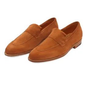 "Aley" Suede Loafer with Hand-Stitched Apron in Brick Red