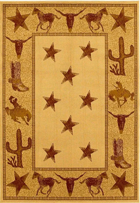 "Cowboy Up Rustic" Western Area Rug (5'3" x 7'3")