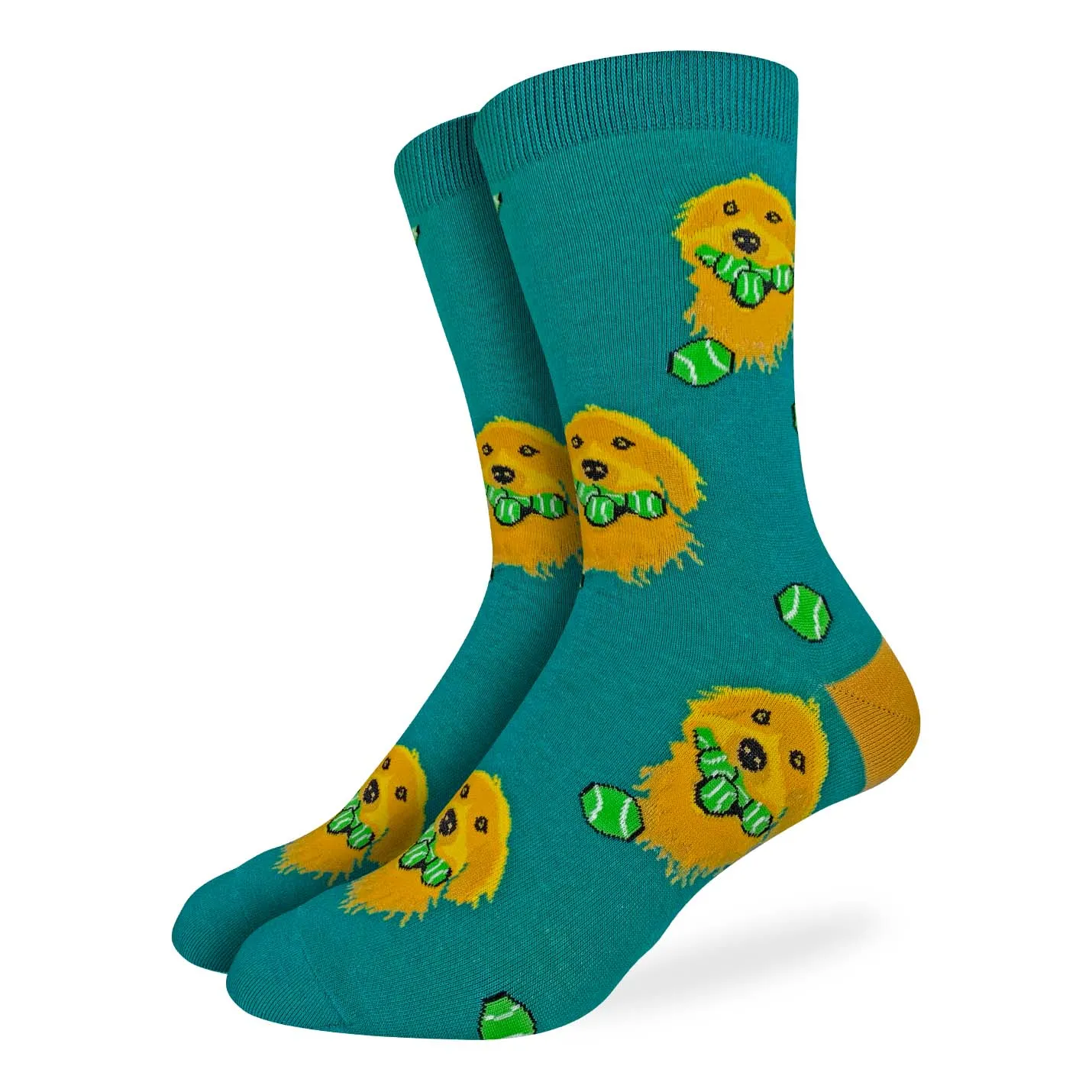 "Golden Retriever with Tennis Balls " Crew Socks by Good Luck Sock