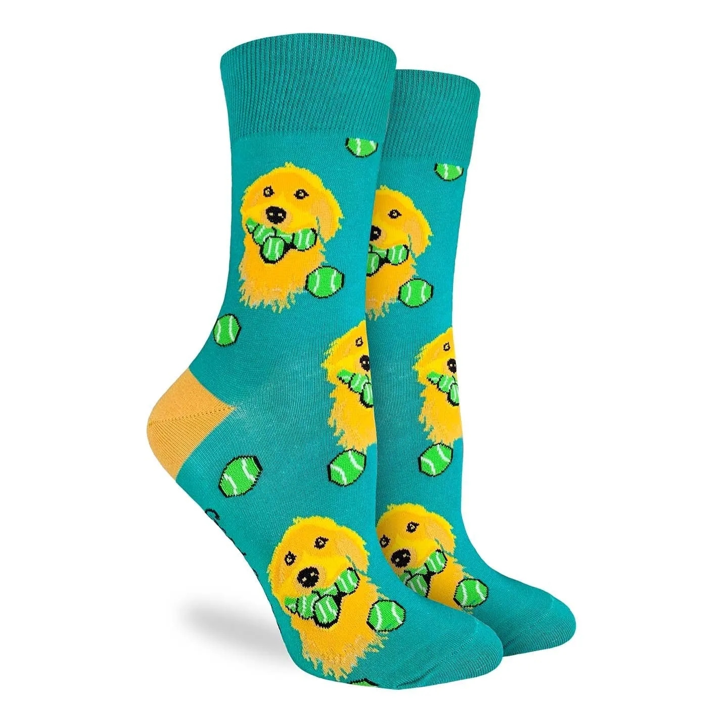 "Golden Retriever with Tennis Balls " Crew Socks by Good Luck Sock