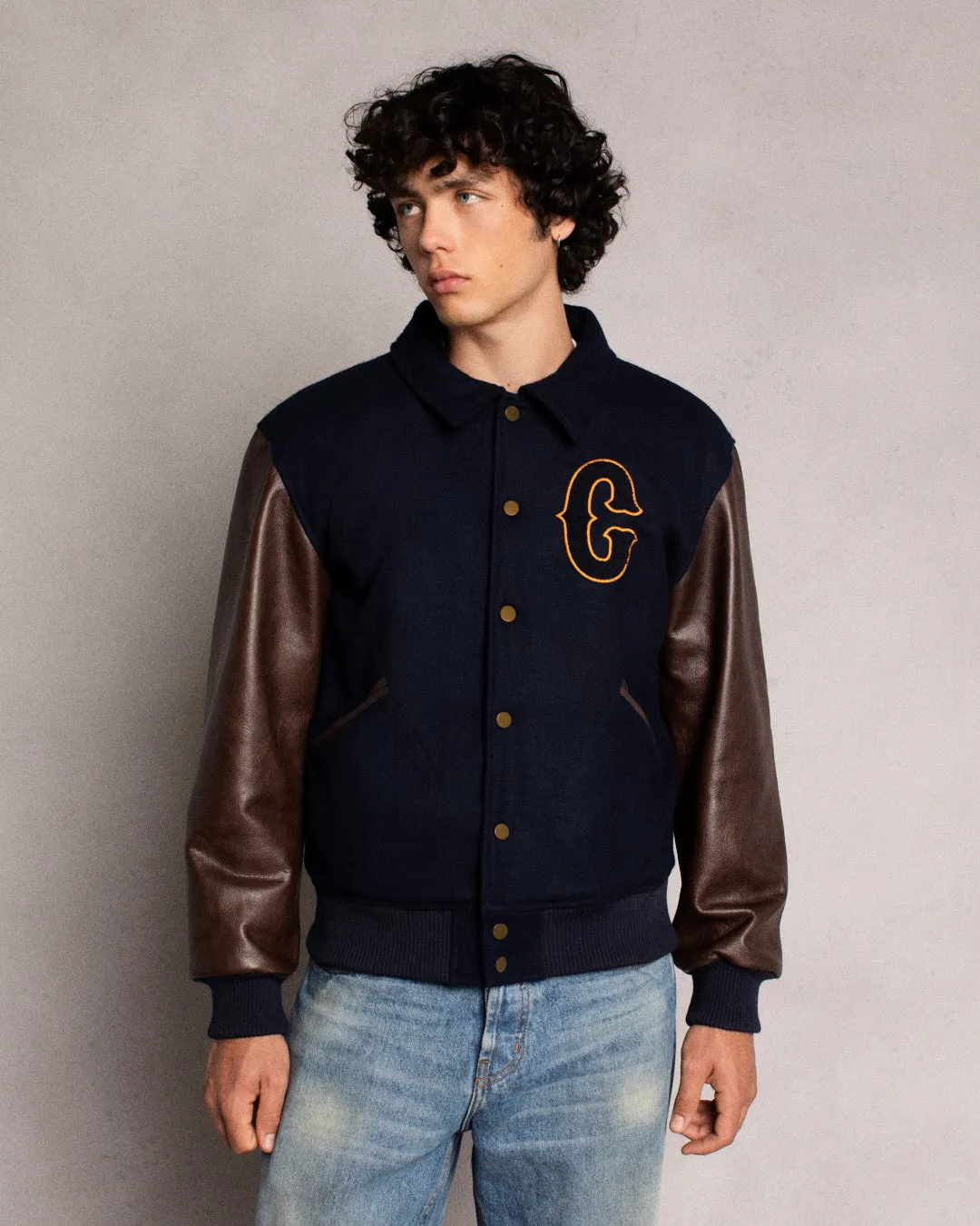 Ranch Wear Varsity Jacket (Navy/Brown)