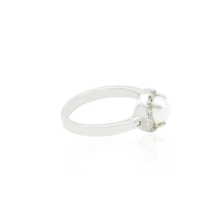 Silver Circle white stone Ring