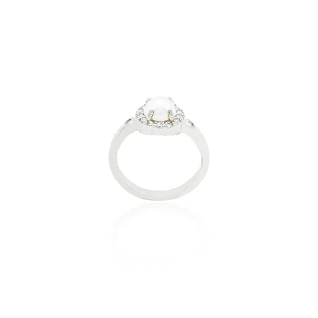 Silver Circle white stone Ring