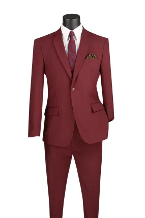 Slim Fit 2 Piece Suit Color Burgundy