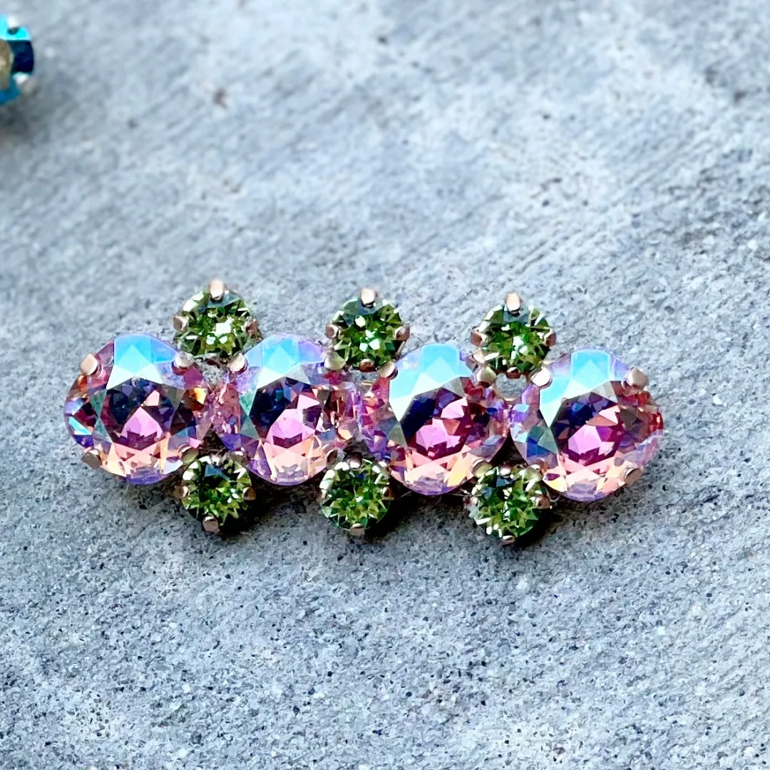 Stella Crystal Stock Pin - Light Rose Shimmer & Peridot