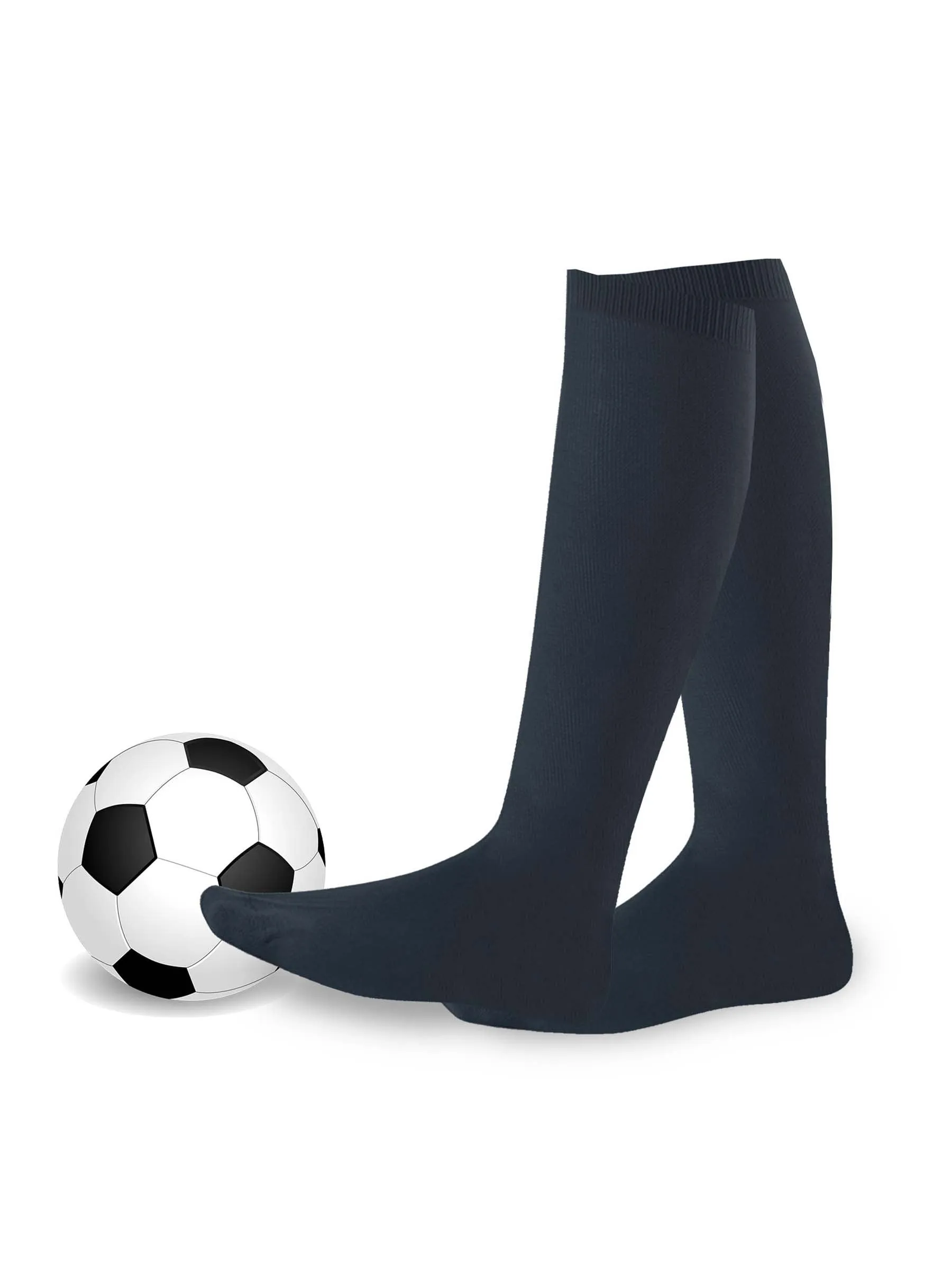 TeeHee Socks Unisex Soccer Acrylic Over The Knee High Black 3-Pack (50081)