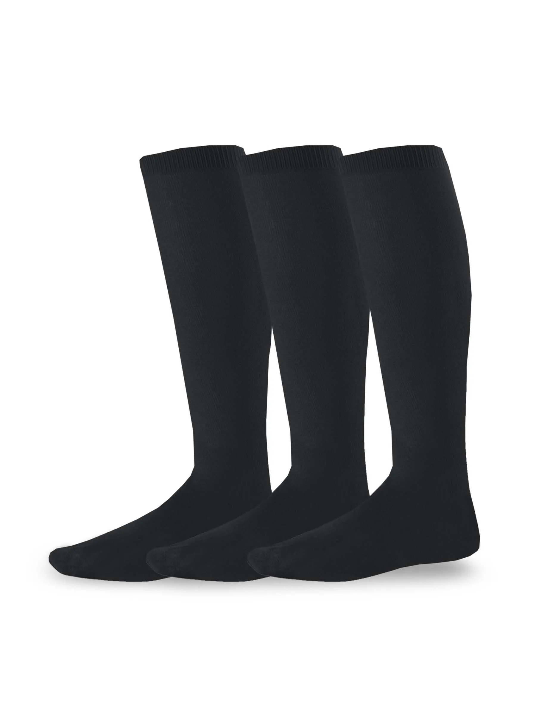 TeeHee Socks Unisex Soccer Acrylic Over The Knee High Black 3-Pack (50081)