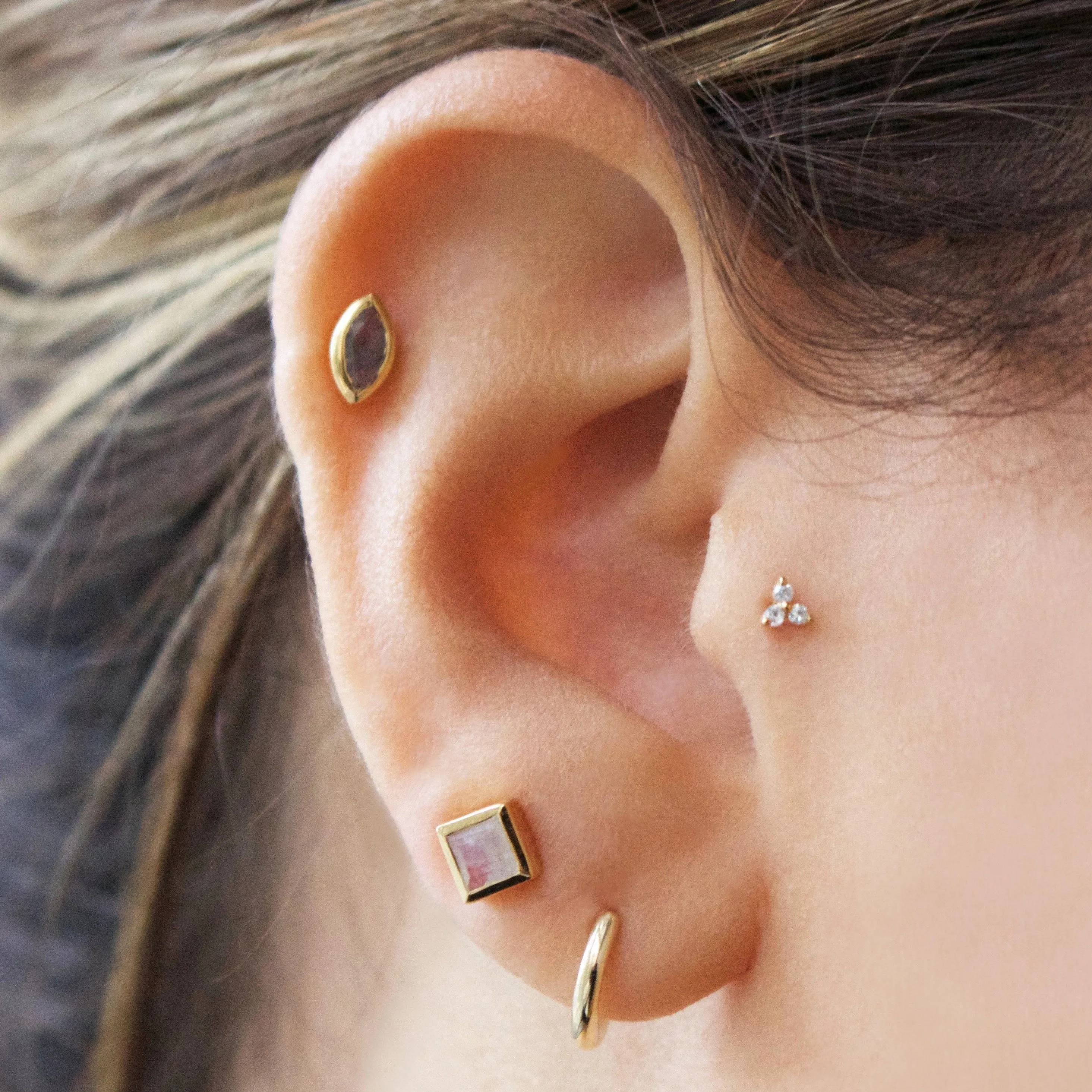 Trilogy Diamond Stud Earring