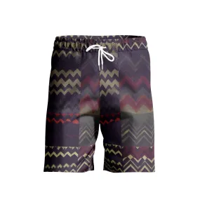 Vampire Art Grunge Patchwork Men's Beach Shorts - Herringbone with Red