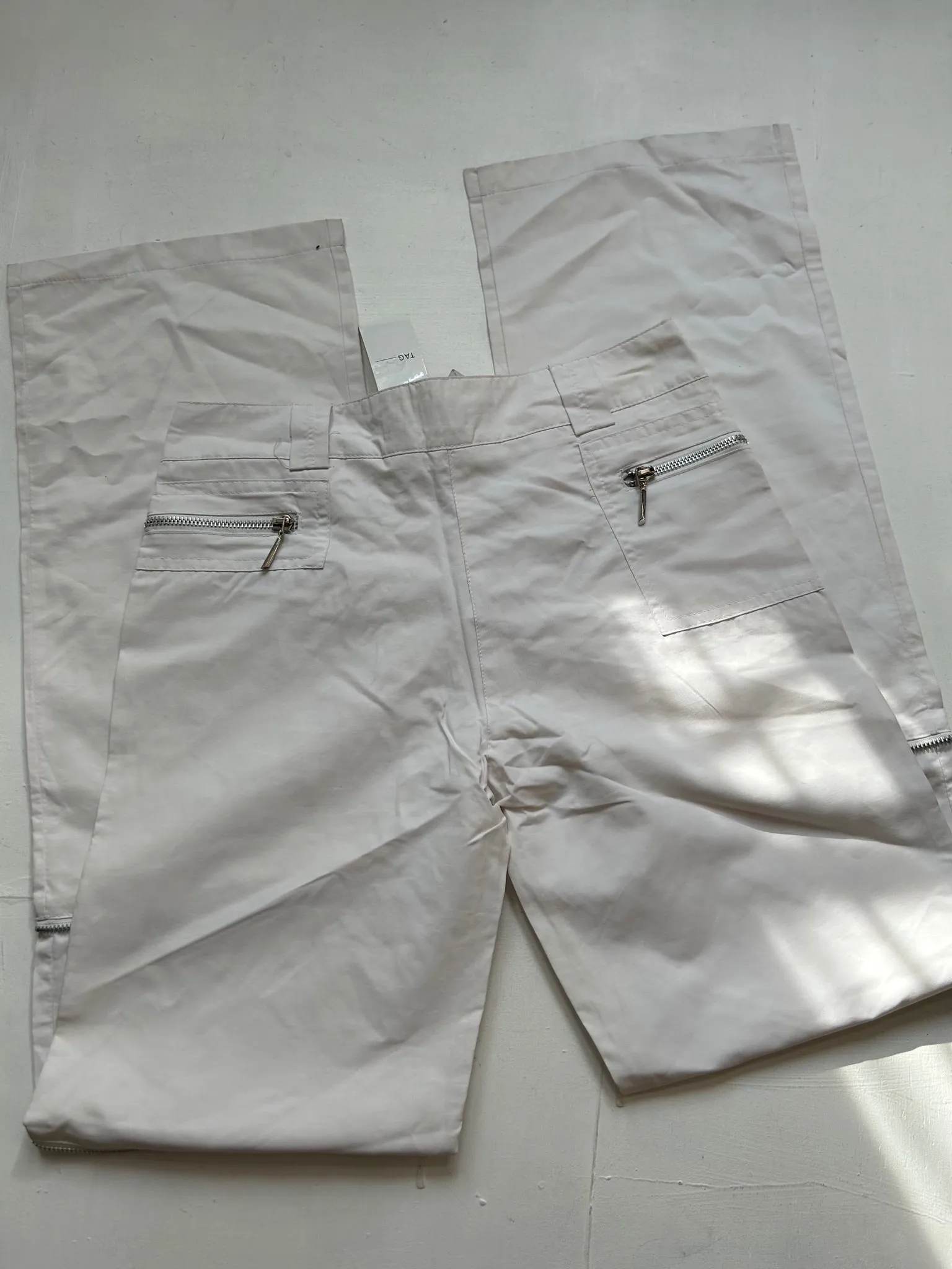 White low rise zip pants (XS)