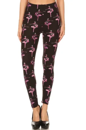 Women's 3X 5X Ballerina Dance Music Ballet Pattern Print Leggings