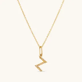 Z Crystal Initial Necklace in Gold