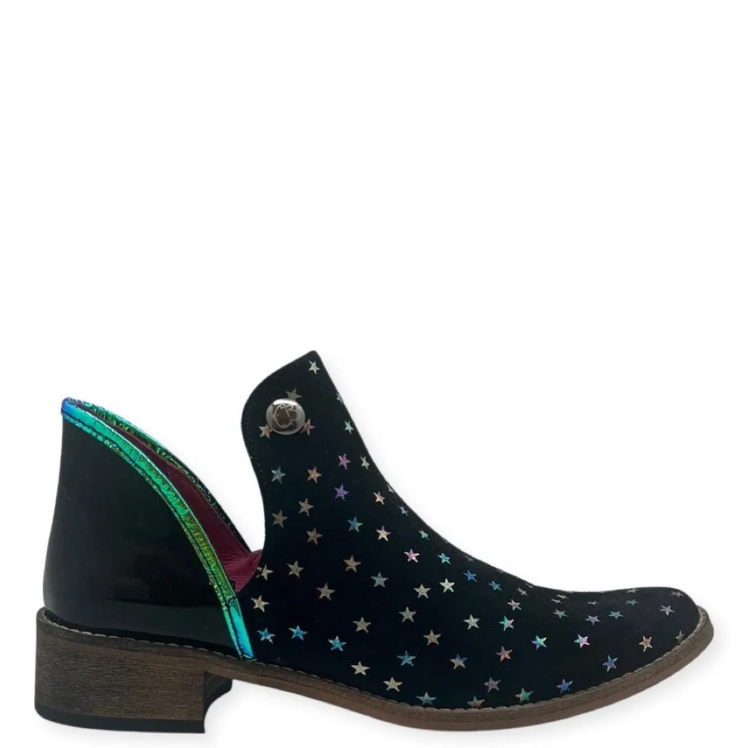 Zippette - Black Foil star ankle boot