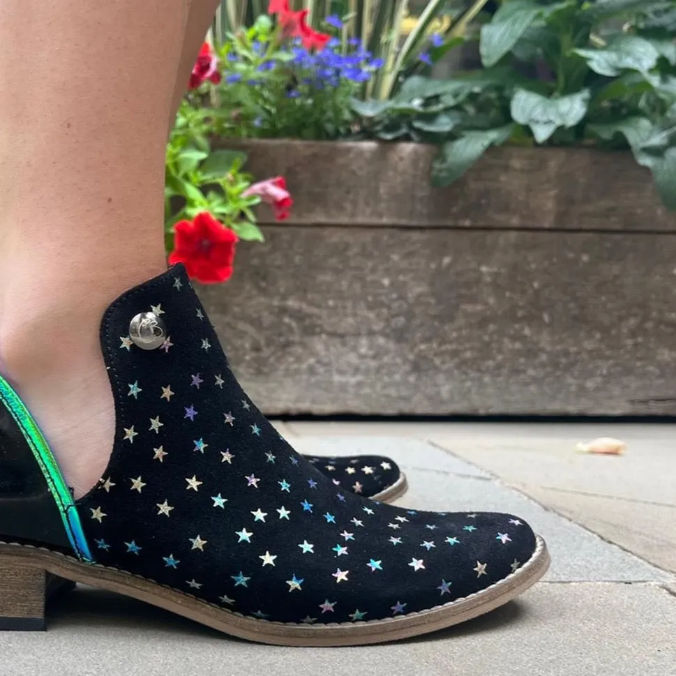 Zippette - Black Foil star ankle boot